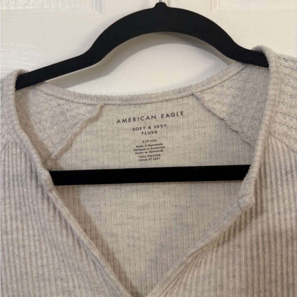 AE Soft & Sexy Plush Cream Waffle Sweater - Picture 4 of 8